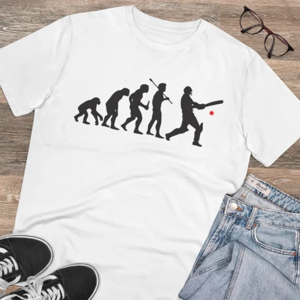 Men's PC Cotton Cricket Design Printed T Shirt (Color: White, Thread Count: 180GSM) - Image 4