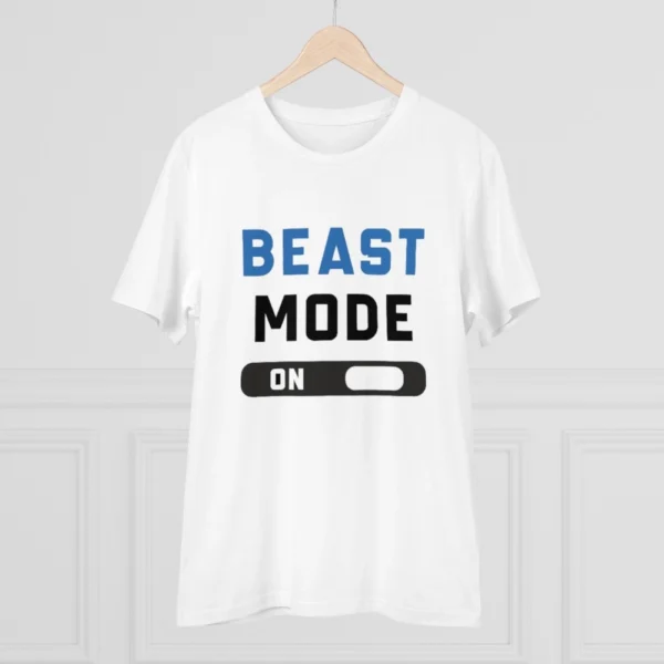 Men's PC Cotton Beast Mode On Printed T Shirt (Color: White, Thread Count: 180GSM) - Image 3