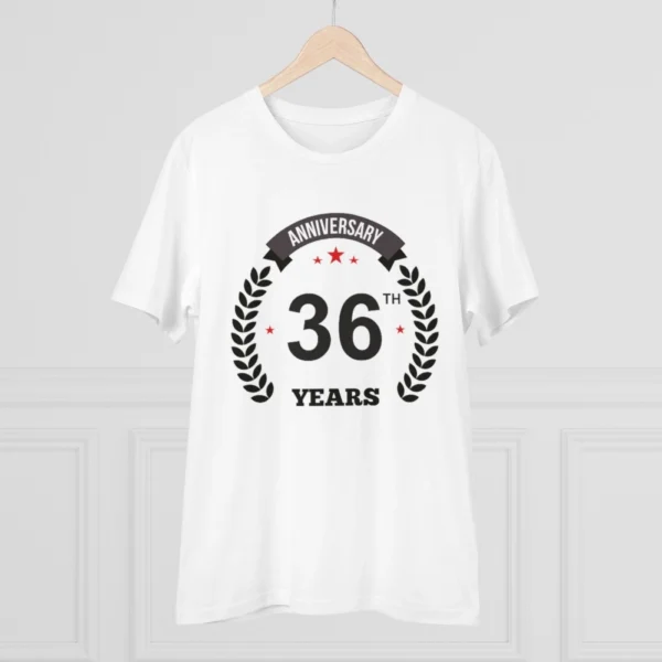 Men's PC Cotton 36th Anniversary Printed T Shirt (Color: White, Thread Count: 180GSM) - Image 3
