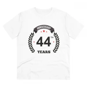 Men's PC Cotton 44th Anniversary Printed T Shirt (Color: White, Thread Count: 180GSM)