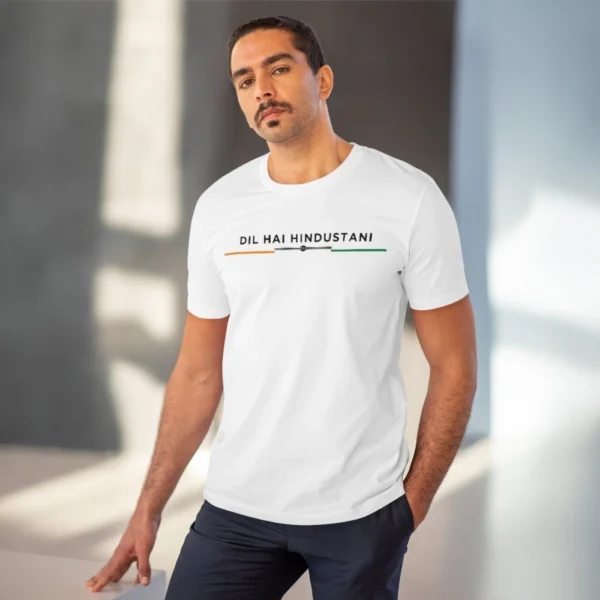 Men's PC Cotton Dil Se Hindustani Printed T Shirt (Color: White, Thread Count: 180GSM) - Image 6