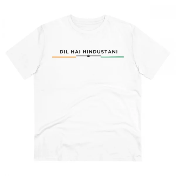 Men's PC Cotton Dil Se Hindustani Printed T Shirt (Color: White, Thread Count: 180GSM)