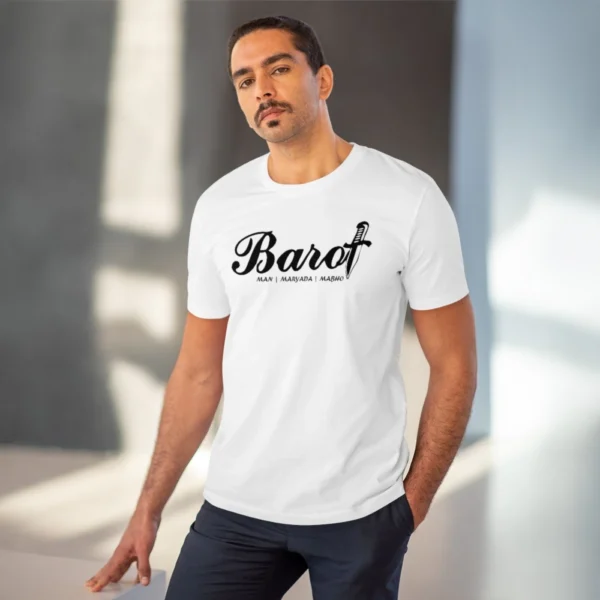 Men's PC Cotton Cast Design Barot Printed T Shirt (Color: White, Thread Count: 180GSM) - Image 6
