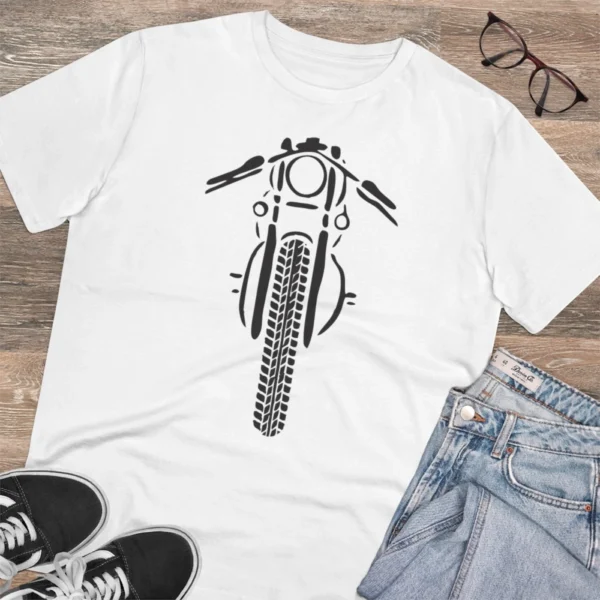 Men's PC Cotton Bike Ride Design Printed T Shirt (Color: White, Thread Count: 180GSM) - Image 4
