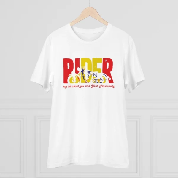 Men's PC Cotton Bike Ride Design Printed T Shirt (Color: White, Thread Count: 180GSM) - Image 3