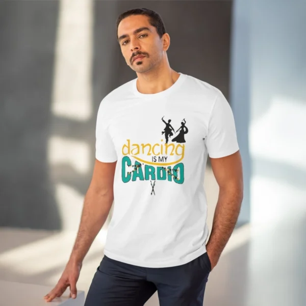 Men's PC Cotton Dancing Is My Cardio Printed T Shirt (Color: White, Thread Count: 180GSM) - Image 6