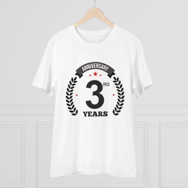Men's PC Cotton 3rd Anniversary Printed T Shirt (Color: White, Thread Count: 180GSM) - Image 3