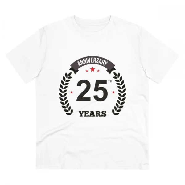 Men's PC Cotton 25th Anniversary Printed T Shirt (Color: White, Thread Count: 180GSM)