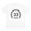 Men's PC Cotton 33rd Anniversary Printed T Shirt (Color: White, Thread Count: 180GSM)