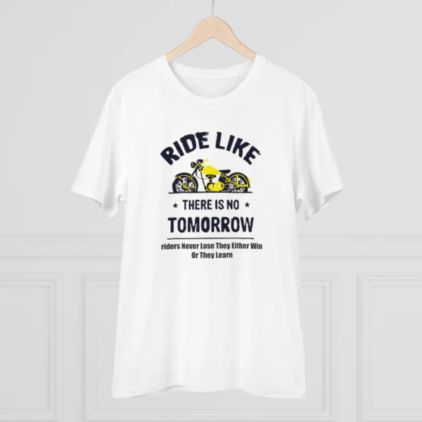 Men's PC Cotton Bike Ride Design Printed T Shirt (Color: White, Thread Count: 180GSM) - Image 3