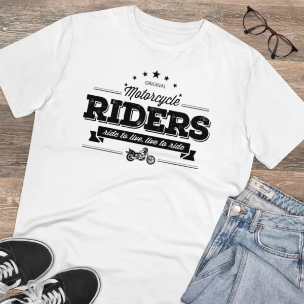 Men's PC Cotton Bike Ride Design Printed T Shirt (Color: White, Thread Count: 180GSM) - Image 4