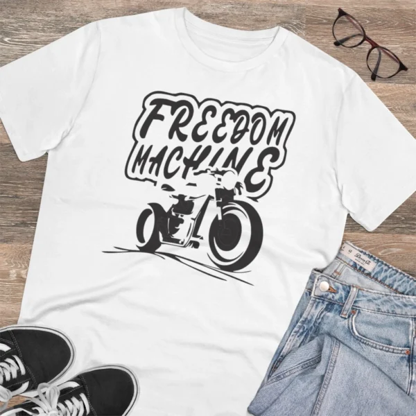 Men's PC Cotton Bike Ride Design Printed T Shirt (Color: White, Thread Count: 180GSM) - Image 4