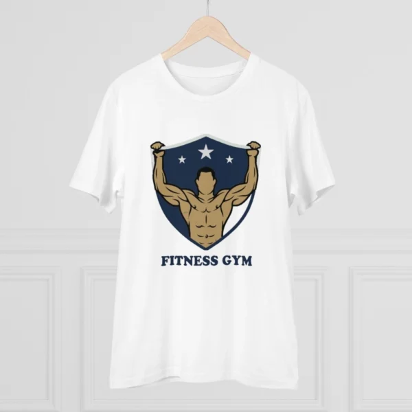 Men's PC Cotton Fittnes Gym Printed T Shirt (Color: White, Thread Count: 180GSM) - Image 3
