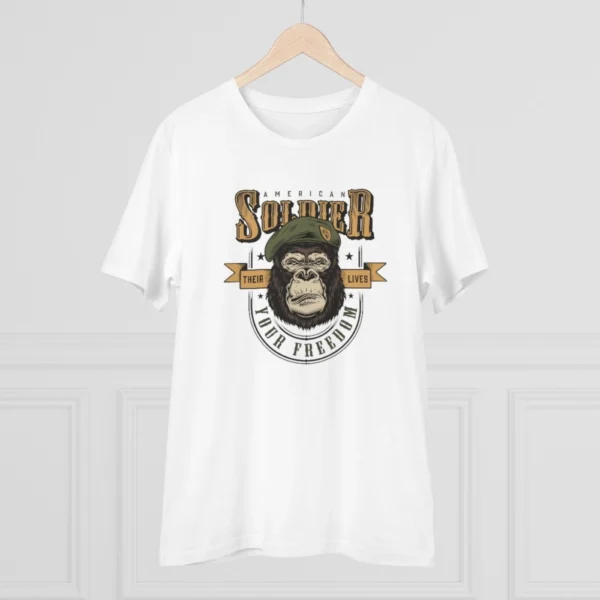 Men's PC Cotton Gorila Desing Printed T Shirt (Color: White, Thread Count: 180GSM) - Image 3