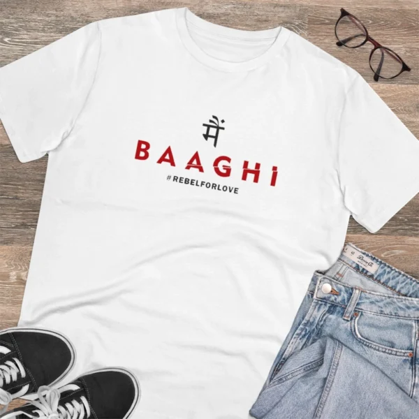 Men's PC Cotton Me Bhaghi Printed T Shirt (Color: White, Thread Count: 180GSM) - Image 4