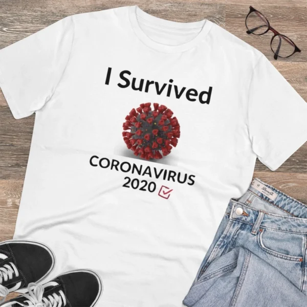 Men's PC Cotton I Survived Corornavirus 2020 Printed T Shirt (Color: White, Thread Count: 180GSM) - Image 4