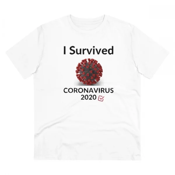 Men's PC Cotton I Survived Corornavirus 2020 Printed T Shirt (Color: White, Thread Count: 180GSM)