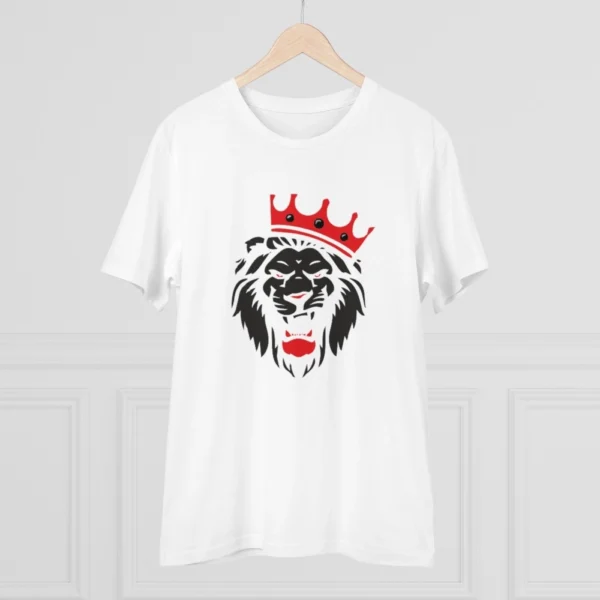 Men's PC Cotton Lion Logo Printed T Shirt (Color: White, Thread Count: 180GSM) - Image 3