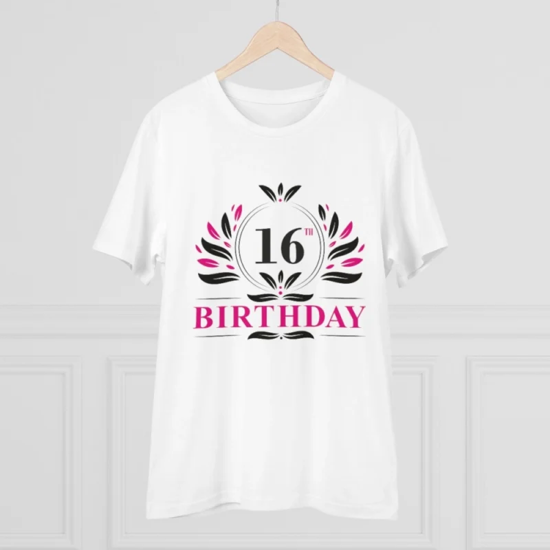 Men's PC Cotton 16th Birthday Printed T Shirt (Color: White, Thread Count: 180GSM) - Image 5