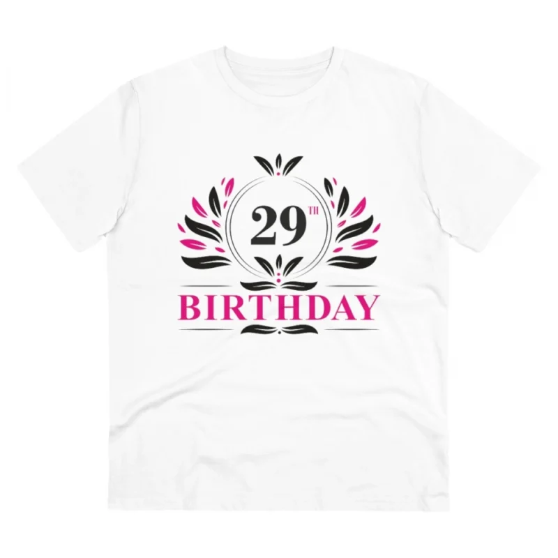 Men's PC Cotton 29th Birthday Printed T Shirt (Color: White, Thread Count: 180GSM)
