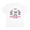Men's PC Cotton 50th Birthday Printed T Shirt (Color: White, Thread Count: 180GSM)