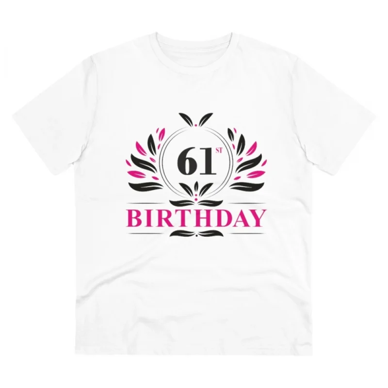 Men's PC Cotton 61st Birthday Printed T Shirt (Color: White, Thread Count: 180GSM)