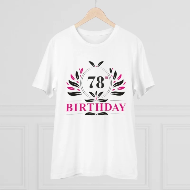 Men's PC Cotton 78th Birthday Printed T Shirt (Color: White, Thread Count: 180GSM) - Image 5