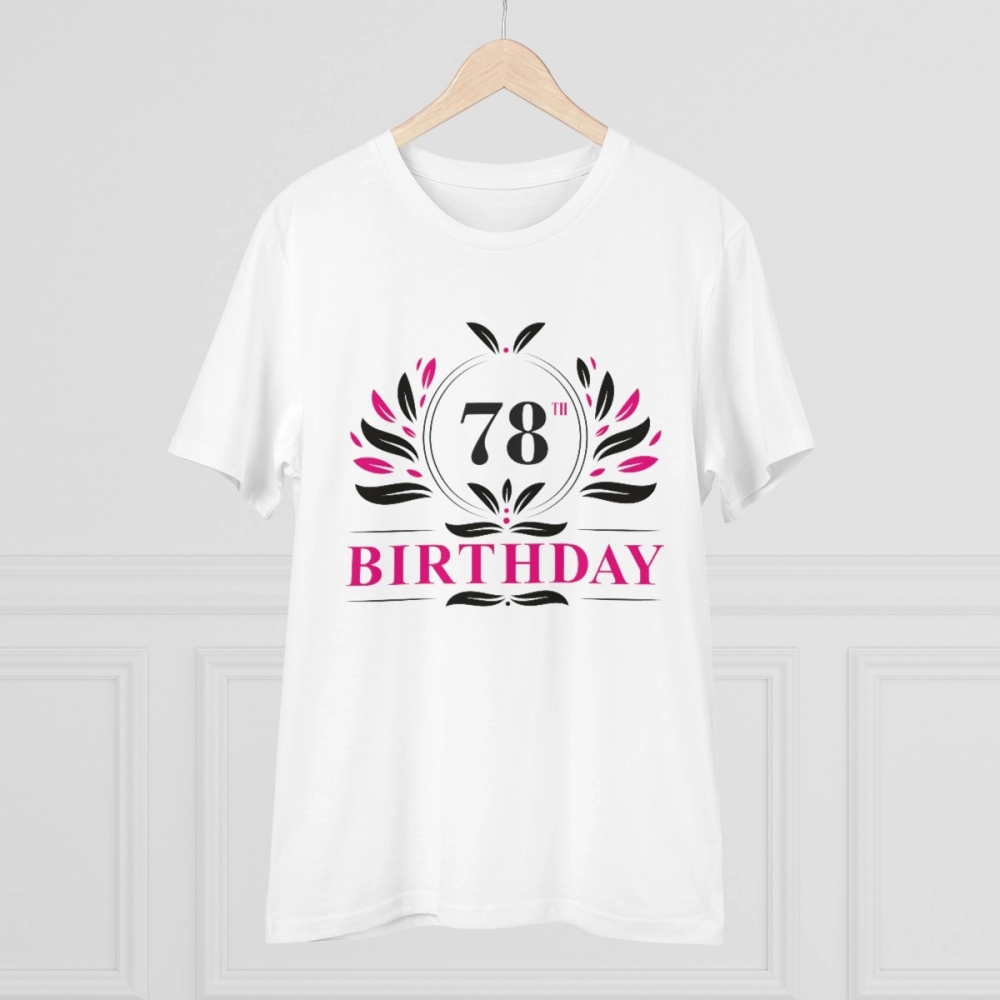 Men's PC Cotton 78th Birthday Printed T Shirt (Color: White, Thread Count: 180GSM) - Image 5