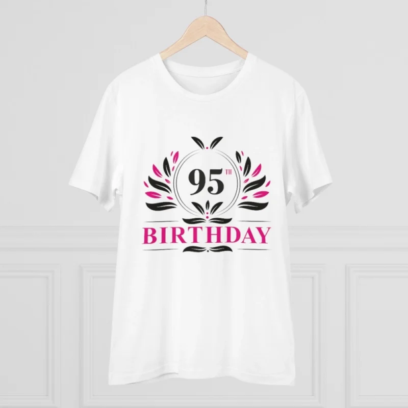 Men's PC Cotton 95th Birthday Printed T Shirt (Color: White, Thread Count: 180GSM) - Image 5