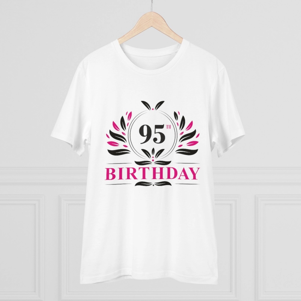 Men's PC Cotton 95th Birthday Printed T Shirt (Color: White, Thread Count: 180GSM) - Image 5