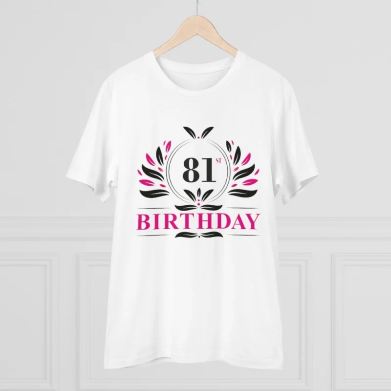 Men's PC Cotton 81st Birthday Printed T Shirt (Color: White, Thread Count: 180GSM) - Image 5