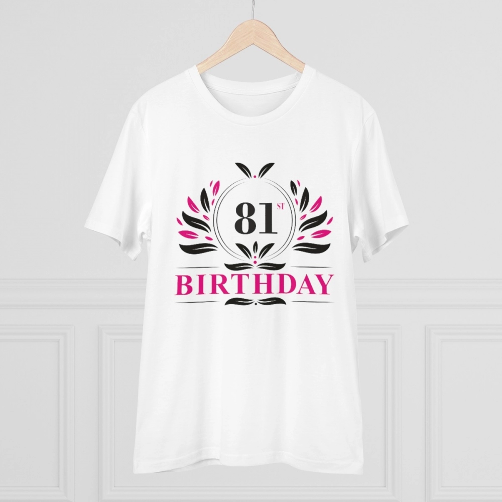 Men's PC Cotton 81st Birthday Printed T Shirt (Color: White, Thread Count: 180GSM) - Image 5