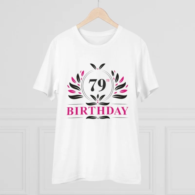 Men's PC Cotton 79th Birthday Printed T Shirt (Color: White, Thread Count: 180GSM) - Image 5