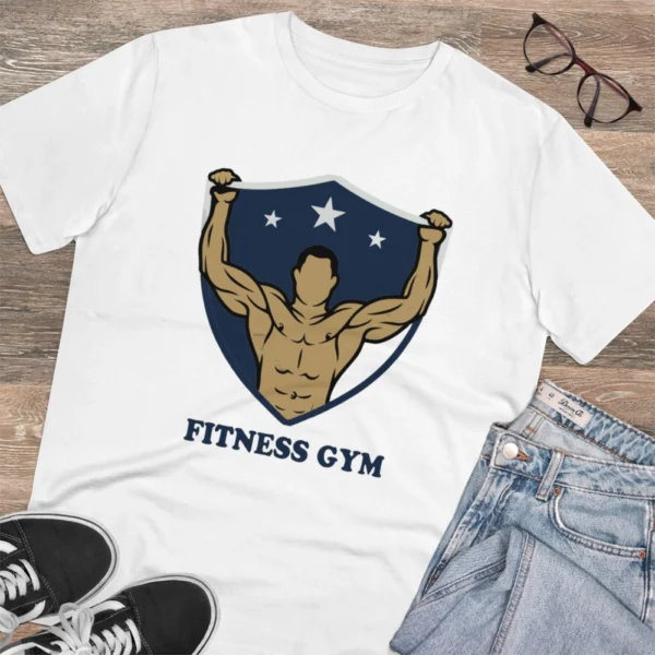 Men's PC Cotton Fittnes Gym Printed T Shirt (Color: White, Thread Count: 180GSM) - Image 4