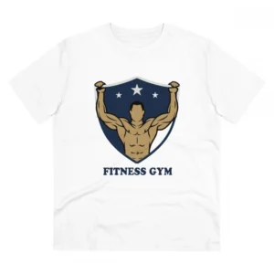 Men's PC Cotton Fittnes Gym Printed T Shirt (Color: White, Thread Count: 180GSM)