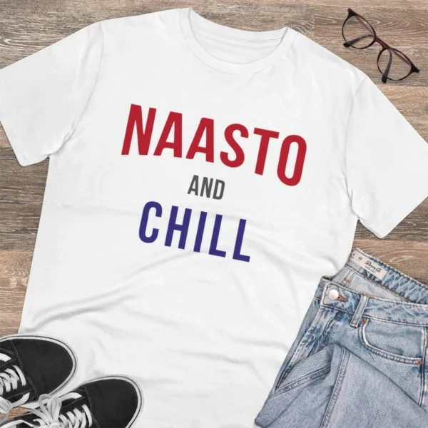 Men's PC Cotton Nasto And Chill Printed T Shirt (Color: White, Thread Count: 180GSM) - Image 4