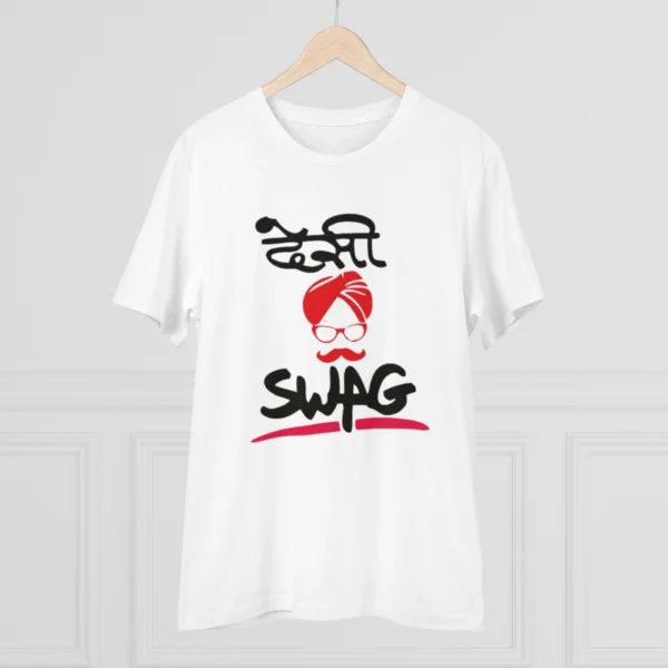 Men's PC Cotton Desi Swag Printed T Shirt (Color: White, Thread Count: 180GSM) - Image 3