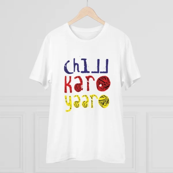 Men's PC Cotton Chil Karo Yaar Printed T Shirt (Color: White, Thread Count: 180GSM) - Image 3