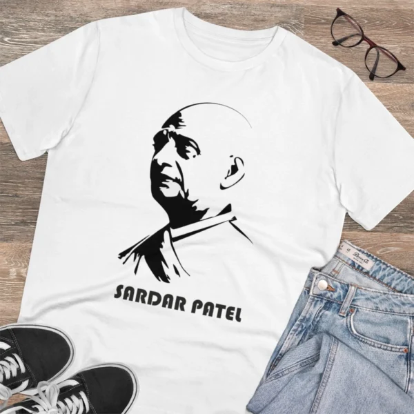 Men's PC Cotton Sardar Patel Printed T Shirt (Color: White, Thread Count: 180GSM) - Image 4