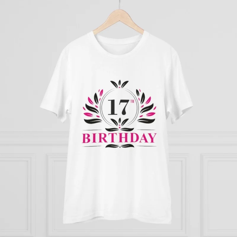 Men's PC Cotton 17th Birthday Printed T Shirt (Color: White, Thread Count: 180GSM) - Image 3