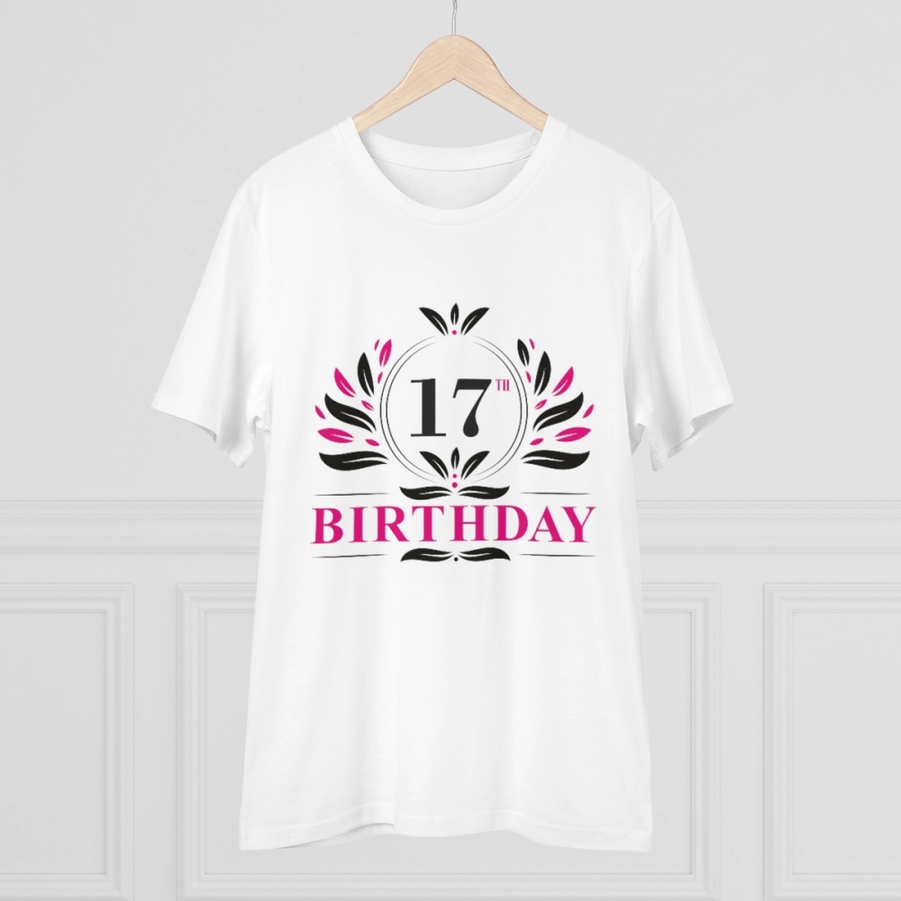 Men's PC Cotton 17th Birthday Printed T Shirt (Color: White, Thread Count: 180GSM) - Image 3