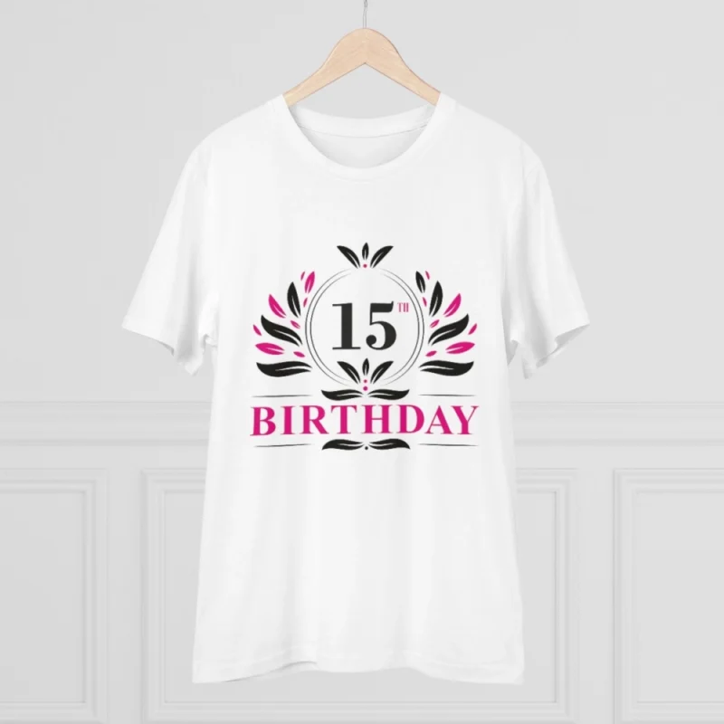 Men's PC Cotton 15th Birthday Printed T Shirt (Color: White, Thread Count: 180GSM) - Image 5