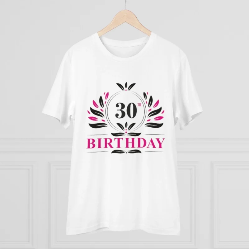 Men's PC Cotton 30th Birthday Printed T Shirt (Color: White, Thread Count: 180GSM) - Image 5
