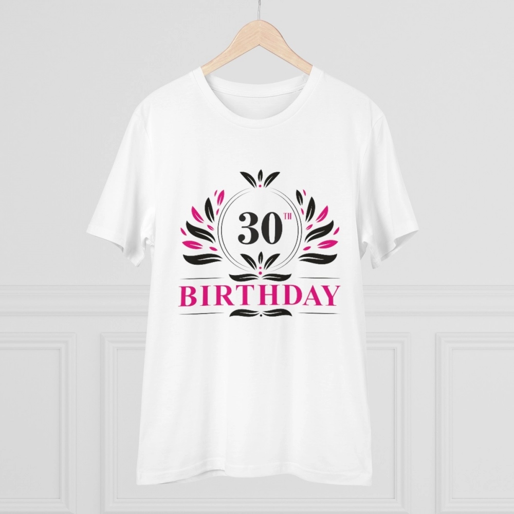 Men's PC Cotton 30th Birthday Printed T Shirt (Color: White, Thread Count: 180GSM) - Image 5