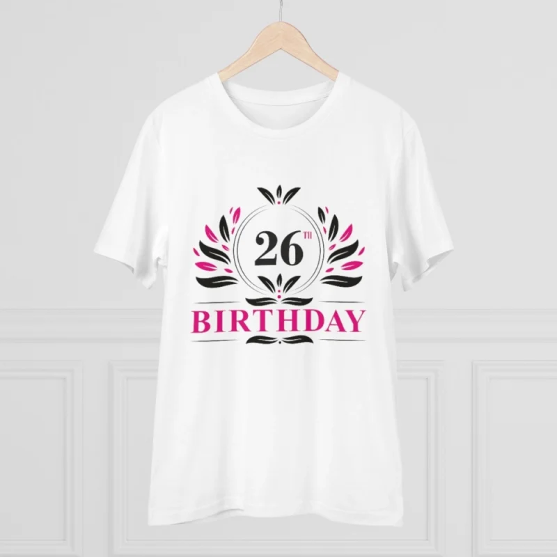 Men's PC Cotton 26th Birthday Printed T Shirt (Color: White, Thread Count: 180GSM) - Image 5