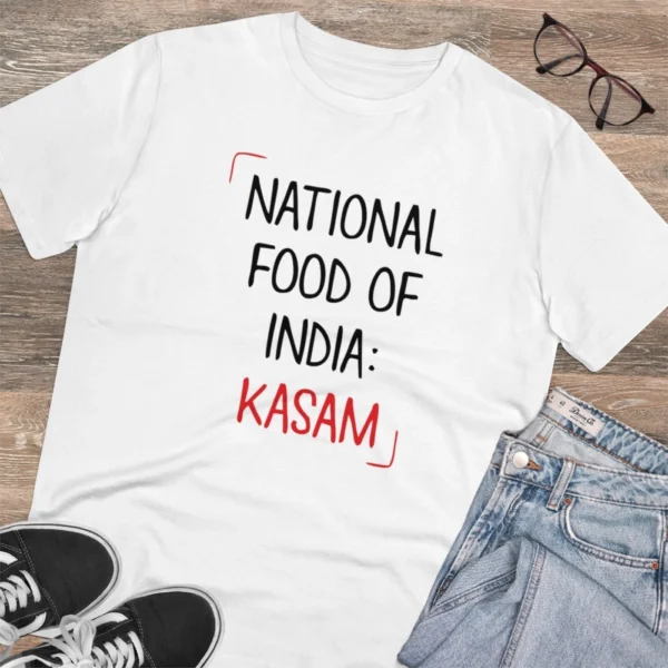 Men's PC Cotton India Kasam Printed T Shirt (Color: White, Thread Count: 180GSM) - Image 4