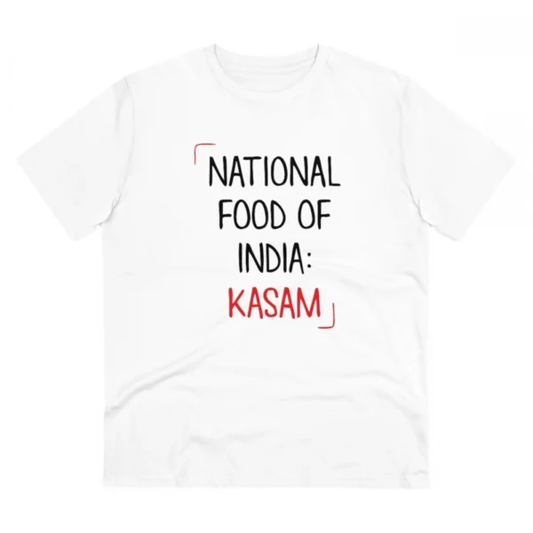 Men's PC Cotton India Kasam Printed T Shirt (Color: White, Thread Count: 180GSM)