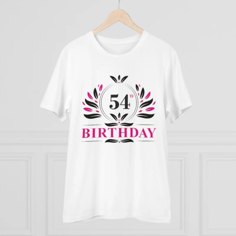 Men's PC Cotton 54th Birthday Printed T Shirt (Color: White, Thread Count: 180GSM) - Image 5