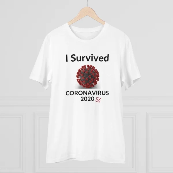 Men's PC Cotton I Survived Corornavirus 2020 Printed T Shirt (Color: White, Thread Count: 180GSM) - Image 3
