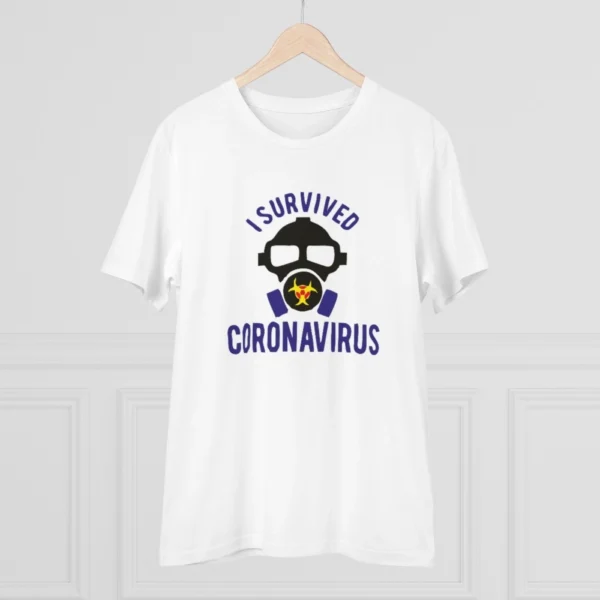 Men's PC Cotton I Survived Coronavirus Printed T Shirt (Color: White, Thread Count: 180GSM) - Image 3